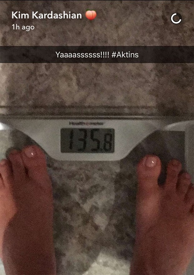 O novo peso de Kim Kardashian  (Foto:  Reprodução/Snapchat)