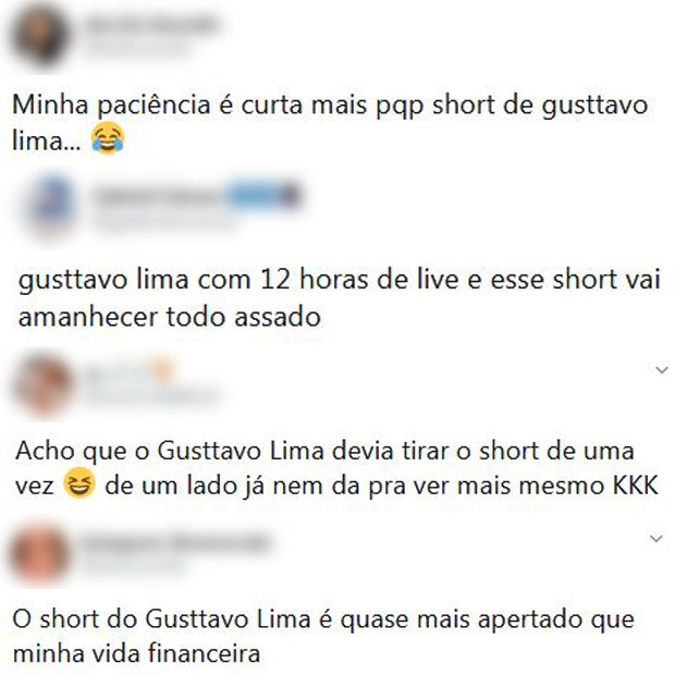 Short de Gusttavo Lima gera comentários na web (Foto: Reprodução / Twitter)