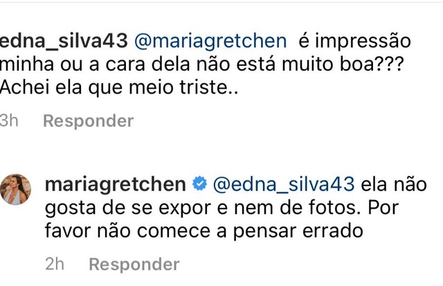 Gretchen fala sobre os filhos em postagem com  Giulia Miranda (Foto: Reprodução/Instagram)