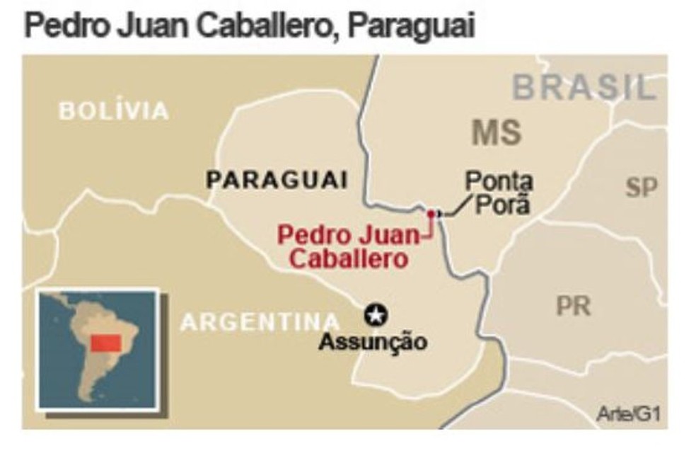 Ponta Porã fica na fronteira do Paraguai com o Brasil — Foto: g1