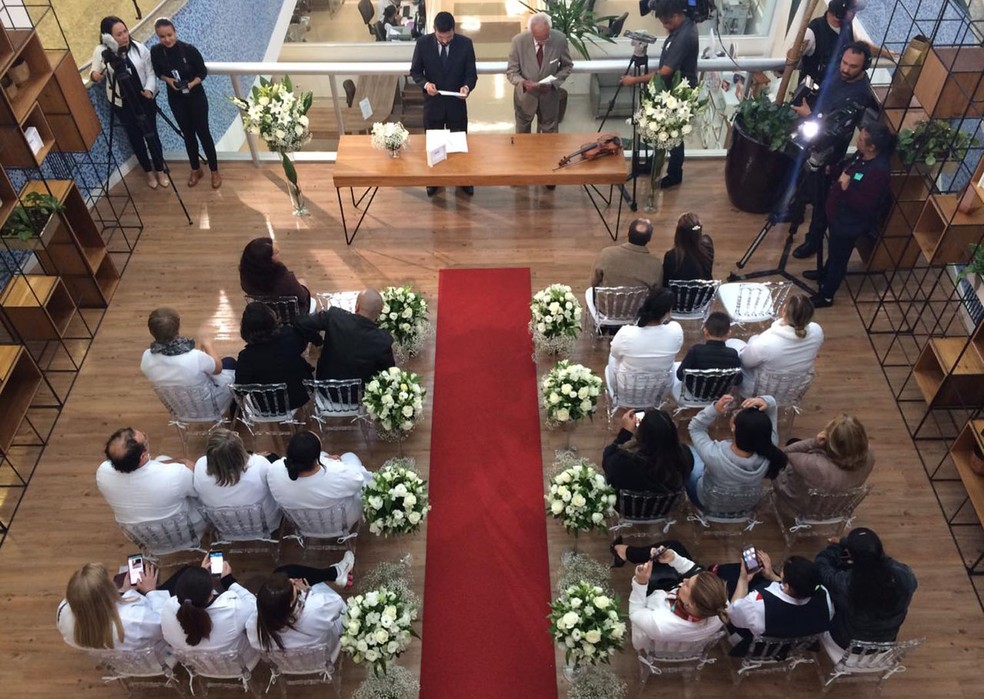 Casamento foi feito em hospital na ABC Paulista â Foto: Glauco AraÃºjo/G1