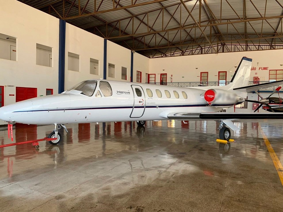 Aeronave apreendida no Distrito Federal durante operação da Polícia Federal contra o tráfico internacional de drogas, nesta terça-feira (18) — Foto: Polícia Federal/Divulgação