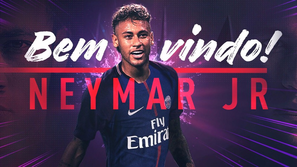 O anúncio oficial de Neymar pelo PSG, o 31º brasileiro da história do clube (Foto: Reprodução)