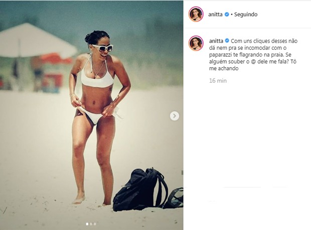 Anitta aprova flagras de paparazzi (Foto: Reprodução/Instagram)