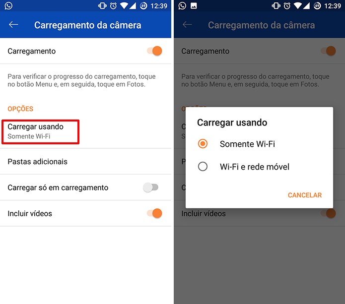 OneDrive permite restringir carregamento de fotos ao Wi-Fi para economizar 3G (Foto: Reprodução/Elson de Souza)
