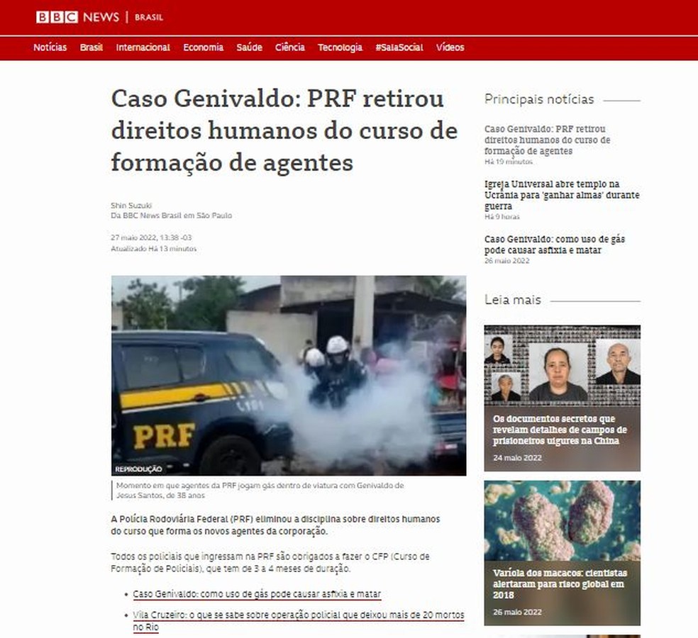 BBC sobre abordagem da PRF em Sergipe — Foto: Reprodução