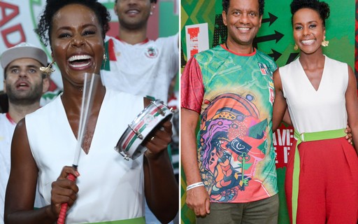 Carnaval 2022: Maju Coutinho toca tamborim em noite de samba com o marido