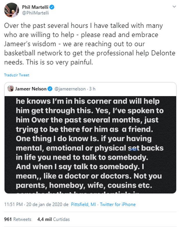 Corrente para ajudar o ex-jogador da NBA Delonte West (Foto: Reprodução)