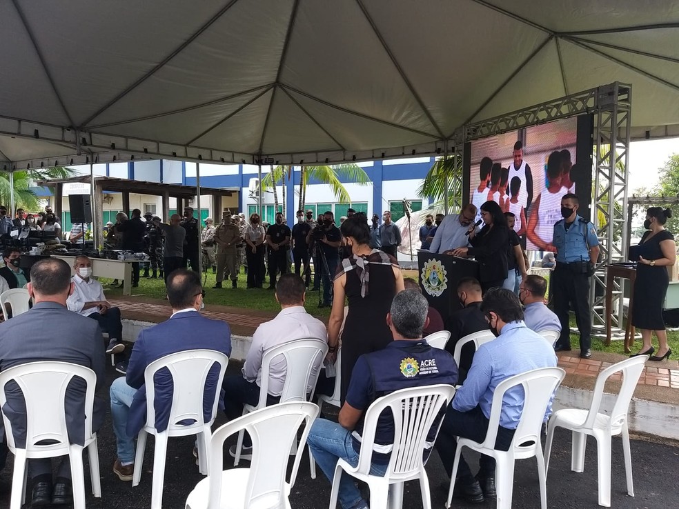 Evento contou com a presença da cúpula da Segurança Pública do Acre — Foto: Eldérico Silva/Rede Amazônica Acre