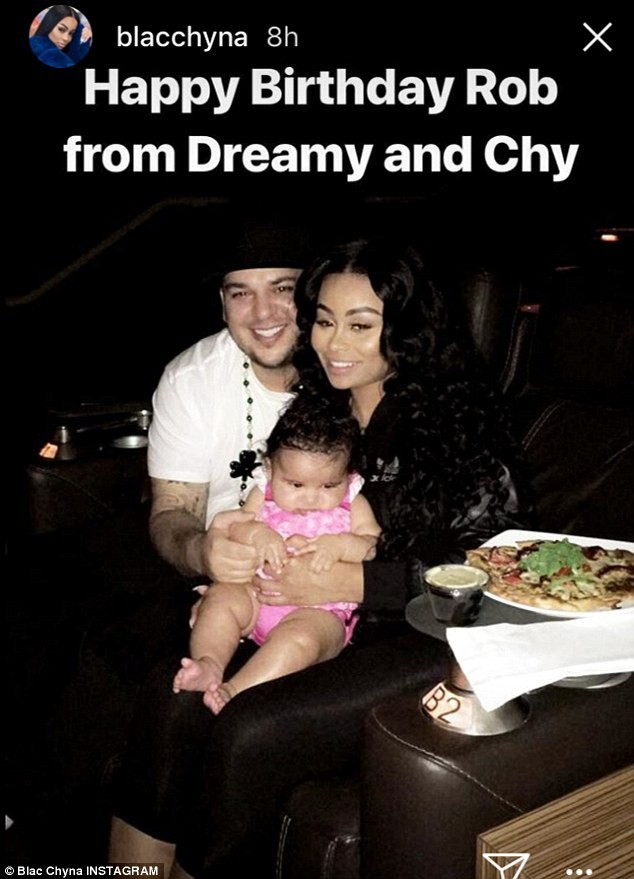 Blac Chyna deseja feliz aniversário para o pai de sua filha Dream, Rob Kardashian (Foto: Reprodução)