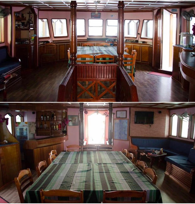 Área interna do barco, Dhinasha (Foto: Reprodução / Instagram)