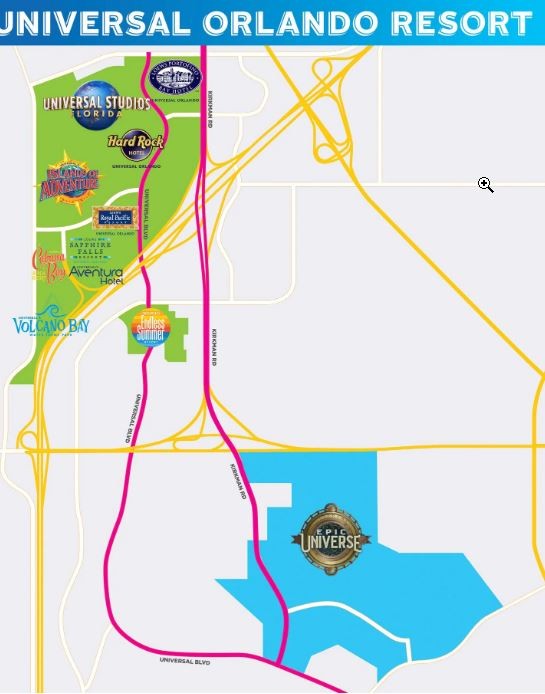 Mapa mostra localização de parques da Universal em Orlando, Flórida (Foto: Divulgação)