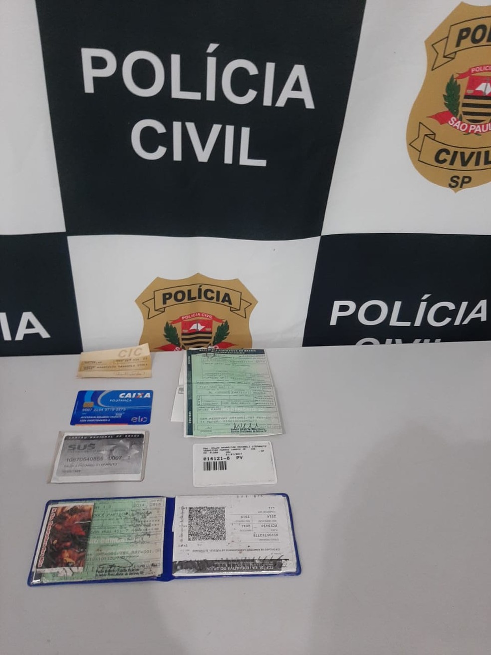 Polícia Civil encontra documentos pessoais e cartões de crédito da vítima  — Foto: Delegacias de Investigações Gerais /Divulgações