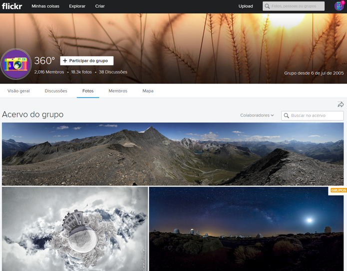 Flickr já tem comunidades com acervo de fotos em 360 graus (Foto: Reprodução/Filipe Garrett)