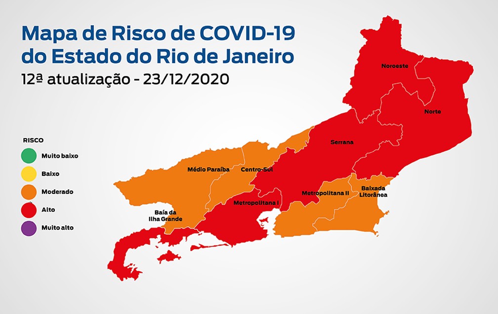 Mapa de risco no RJ — Foto: Divulgação/Governo do RJ