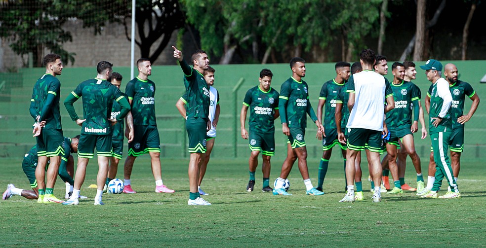 Elenco do Goiás treina para enfrentar o Palmeiras no domingo — Foto: Rosiron Rodrigues/GEC