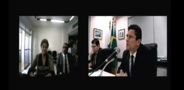 A ex-presidente Dilma Rousseff presta depoimento ao juiz federal Sergio Moro, da Lava Jato (Foto: Reprodução/TV Globo)