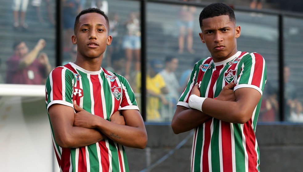 João Pedro e Marcos Paulo no Sub-17 do Fluminense — Foto: Lucas Merçon / FluminenseFC