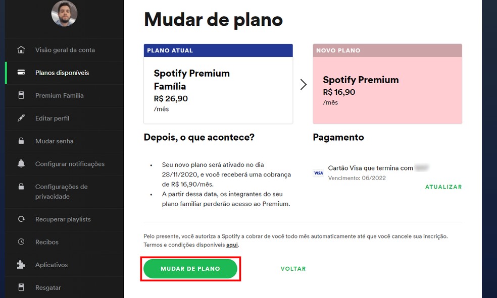 como mudar de plano no spotify players techtudo