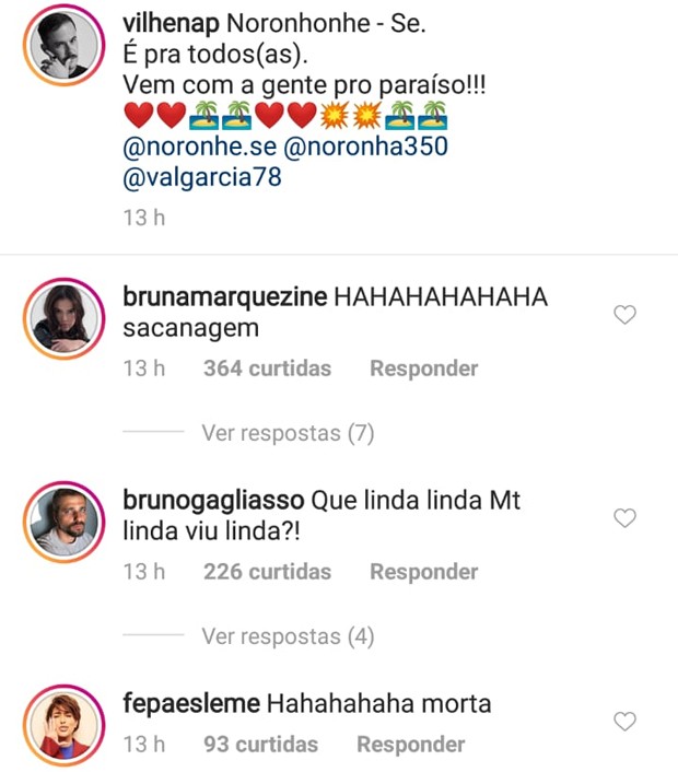 Comentário de Bruna Marquezine (Foto: Reprodução/Instagram)