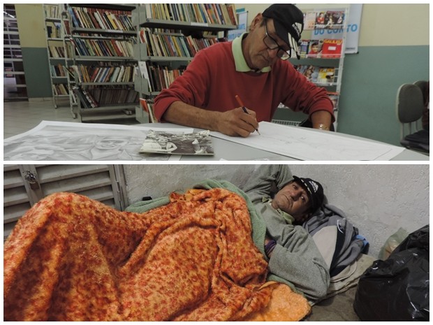 Sidney encontra conforto e paz quando trabalha na biblioteca (Foto: Caio Gomes Silveira/ G1)