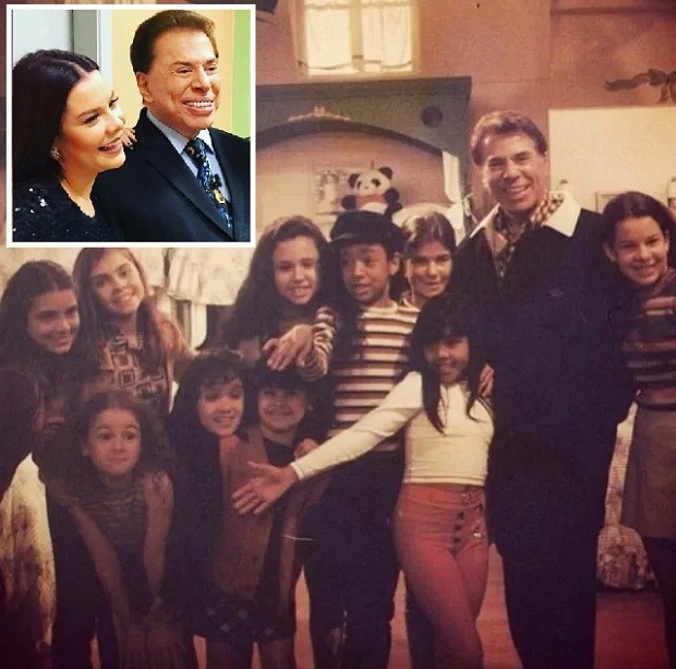 Silvio Santos com Fernanda Souza e as atrizes de Chiquititas, em 1997 (Foto: Reprodução/Instagram)