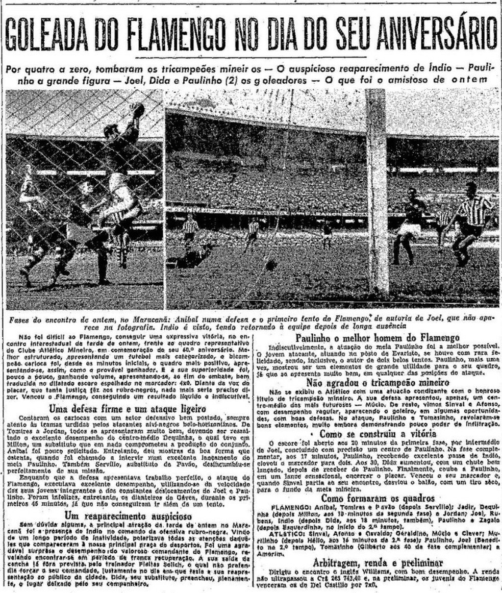 Flamengo 4x0 Atlético em 15 de novembro de 1955 — Foto: Acervo/O Globo 