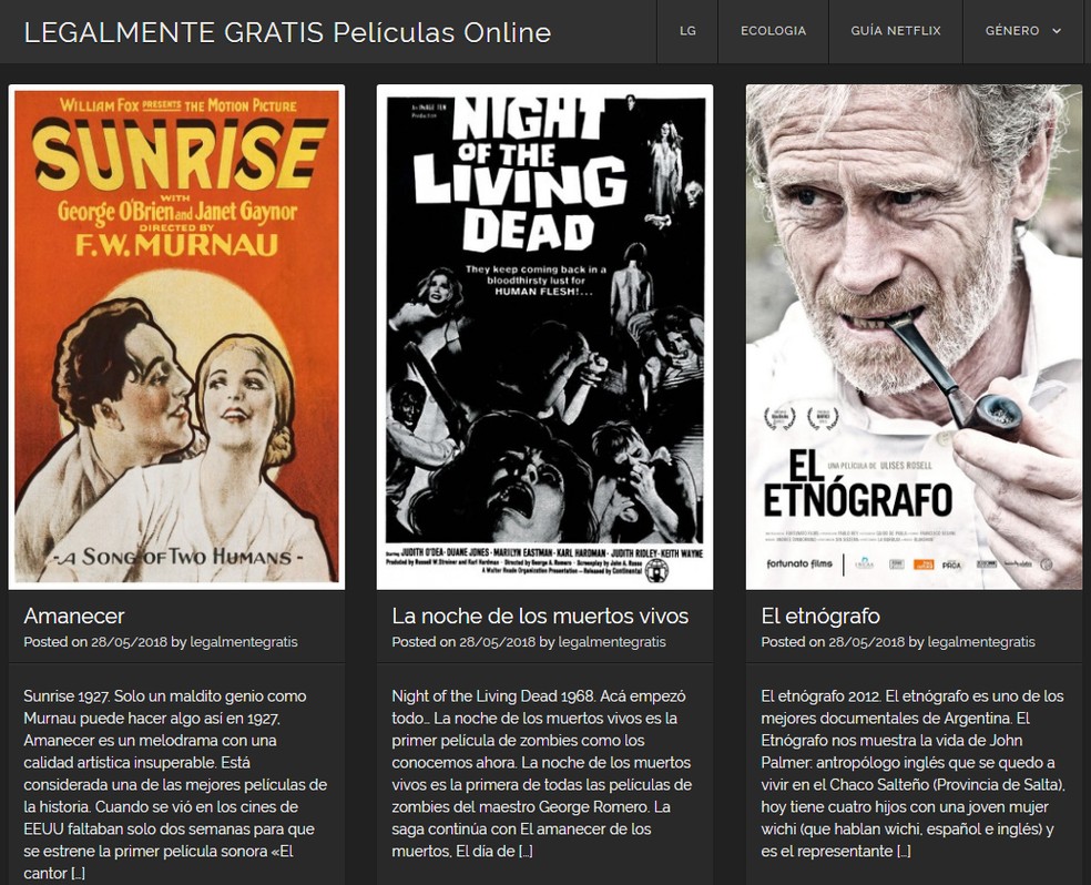 Legalmente Grátis reúne filmes em espanhol em Domínio Público ou sob licença Creative Commons — Foto: Reprodução/TechTudo