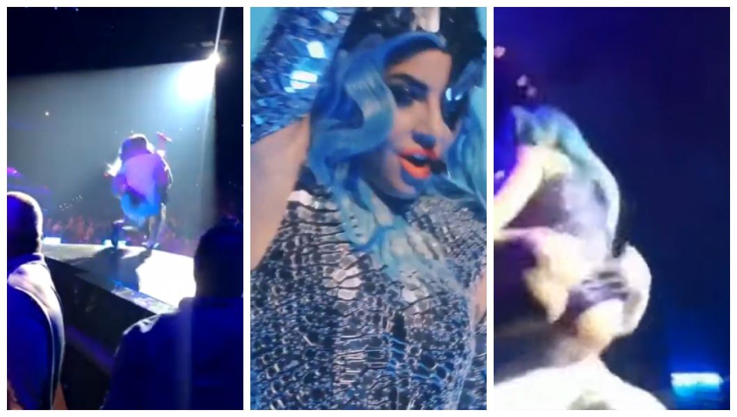 Imagens da queda de Lady Gaga em seu show (Foto: Reprodução)