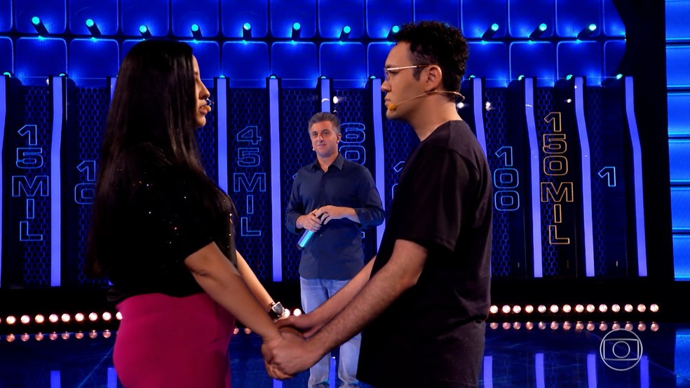 João e Lilian vão ao 'The Wall', no Caldeirão do Huck, para continuar o projeto do BioPequi — Foto: Globo
