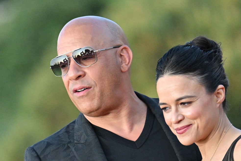 Vin Diesel e Michelle Rodriguez na premiere de 'Velozes e Furiosos' — Foto: Getty Images