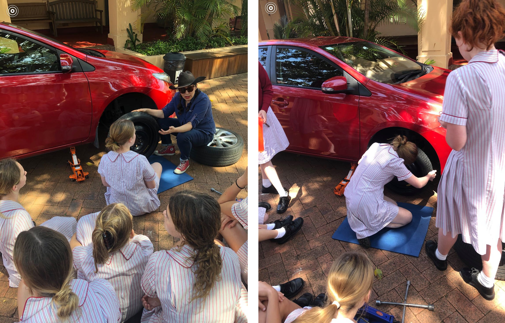 As alunas participaram de aulas de manutenção e mecânica de automóveis (Foto: Reprodução/Facebook)