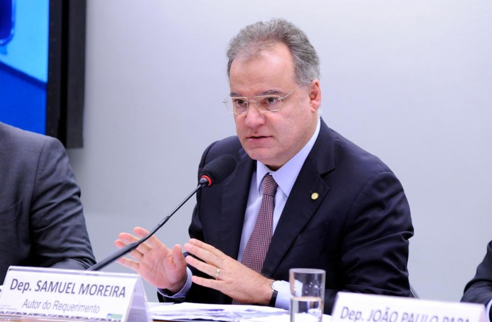 O deputado Samuel Moreira em sessão de comissão na Câmara dos Deputados — Foto: Cleia Viana/Câmara dos Deputados