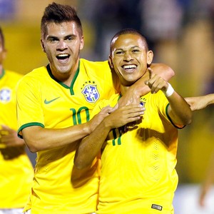 Marcos Guiherme comemora gol do Brasil contra a Colombia (Foto: Agência Reutes)