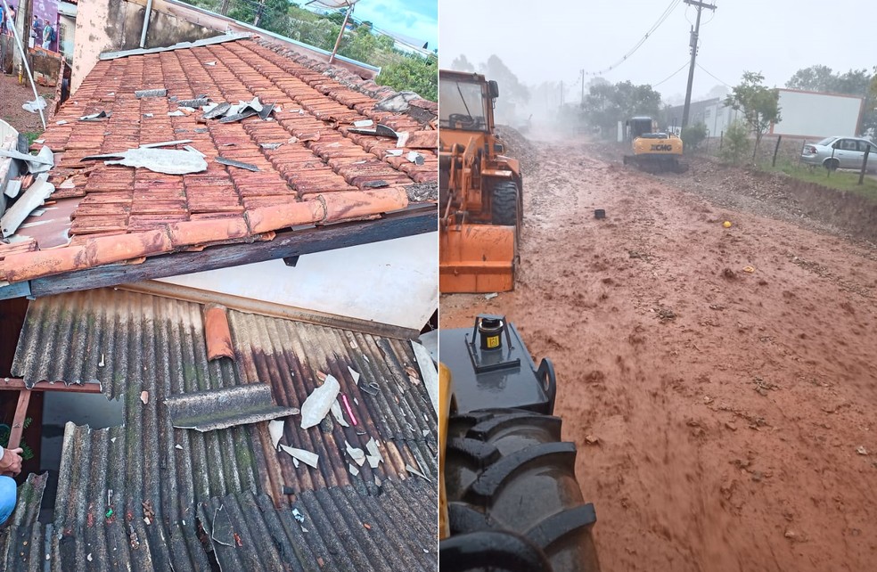 Tempestade causou estragos em Taquarituba — Foto: Defesa Civil/Divulgação