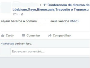 Usuários escreveram ofensas em página de evento (Foto: Reprodução/Facebook)