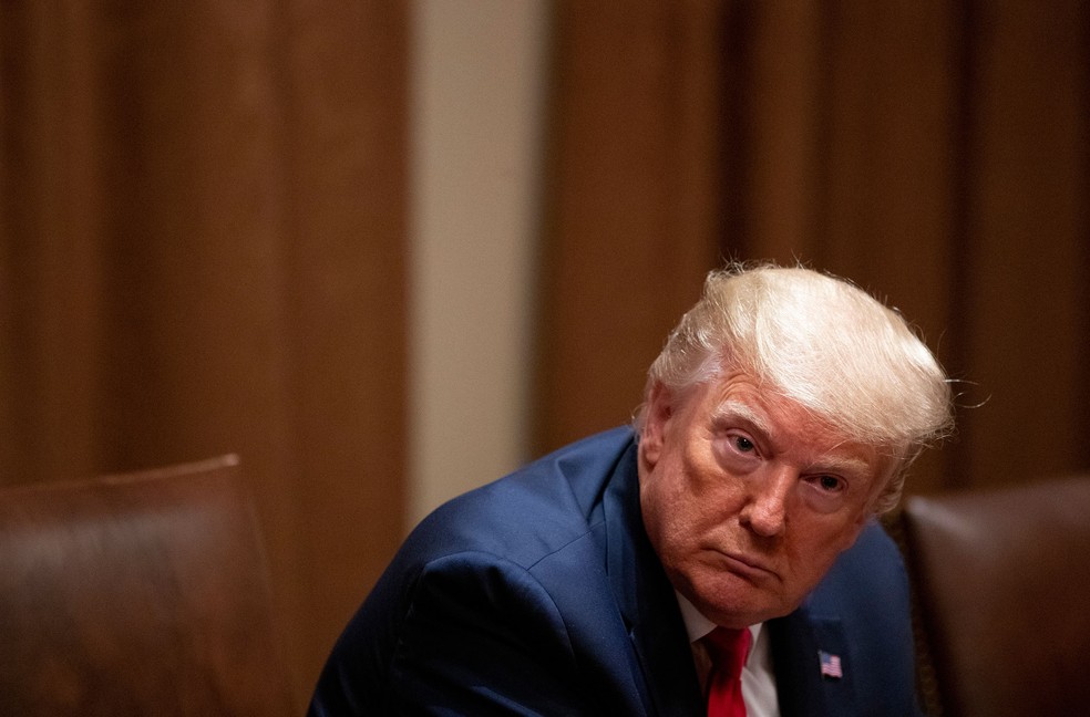 Presidente dos Estados Unidos, Donald Trump, participa de reunião na Casa Branca, em Washington, na quarta-feira (10)  — Foto: Patrick Semansky/AP