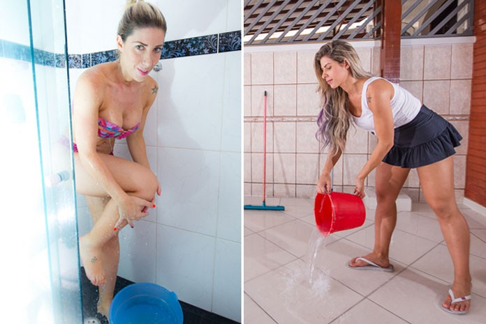 Irmãs Tatiane e Ana Paula Minerato dão dicas de economia de água no banho e na limpeza do quintal