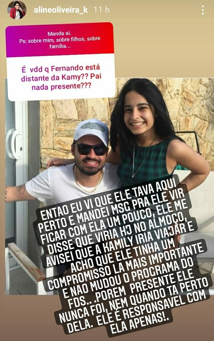 Aline Oliveira, mãe de Kamily, diz que Fernando não é um pai presente (Foto: Reprodução / Instagram)