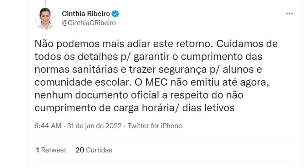 Prefeita de Palmas fala sobre vacinação de crianças — Foto: Reprodução/Twitter