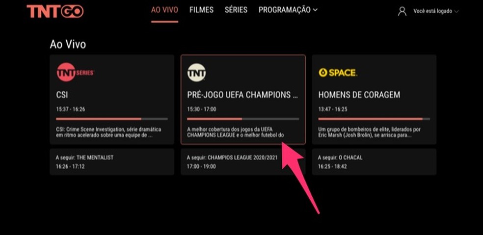 Assistir Globo de Ouro ao vivo: ação para acessar a transmissão da TNT Go no PC — Foto: Reprodução/Marvin Costa