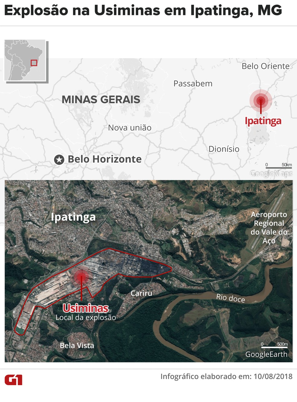 Explosão na Usiminas, em Ipatinga (Foto: Juliane Souza/G1)