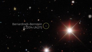 Imagem obtida pelo projeto Dark Energy Survey (DES) mostra o cometa em outubro de 2017, a 25 unidades astronômicas do SolDark Energy Survey/DOE/FNAL/DECa