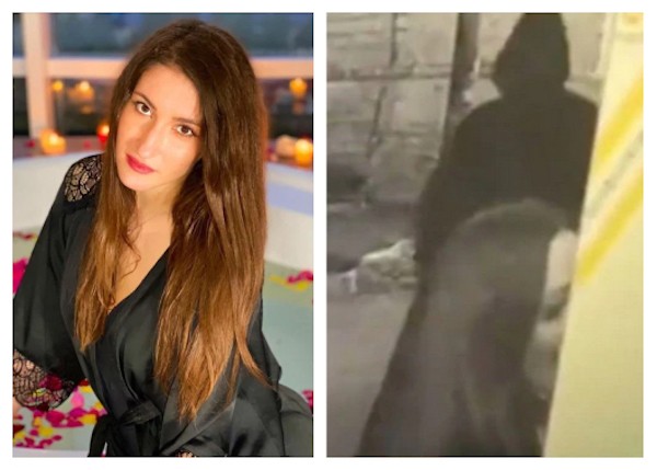 O flagrante da câmera de segurança que mostra o instante em que a dançarina russa Natalia Pronina é assassinada (Foto: Instragra/Reprodução)