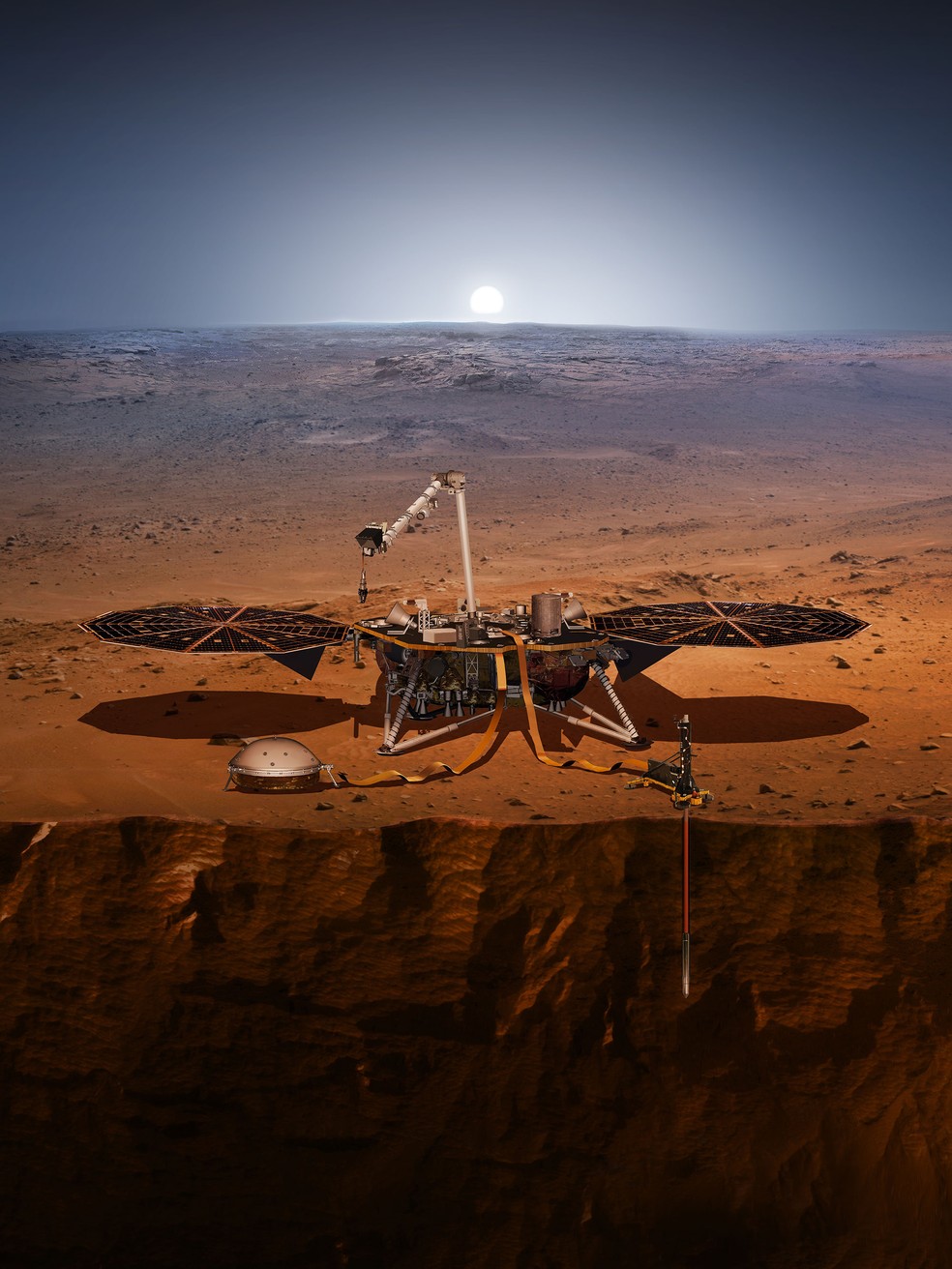 Nova missão da Nasa quer investigar o interior o planeta vermelho — Foto: Nasa