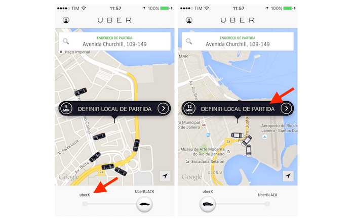 Iniciando uma recolha na modalidade UberX do Uber (Foto: Reprodução/Marvin Costa)