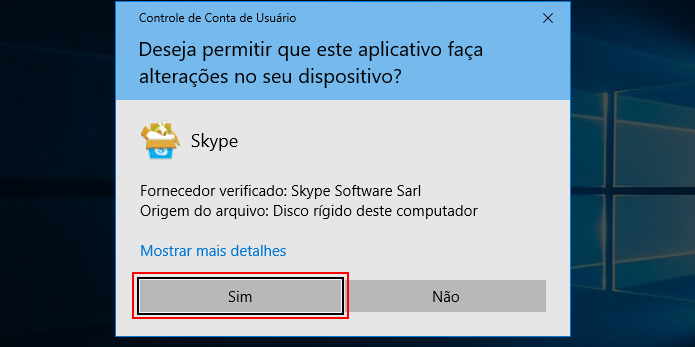 Autorizando a instalação do Skype (Foto: Reprodução/Edivaldo Brito)