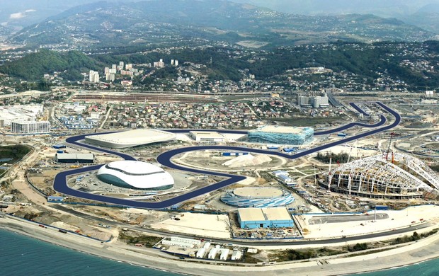 Projeto do traçado do circuito de Sochi, no local do Parque Olímpico dos Jogos de Inverno (Foto: Divulgação)