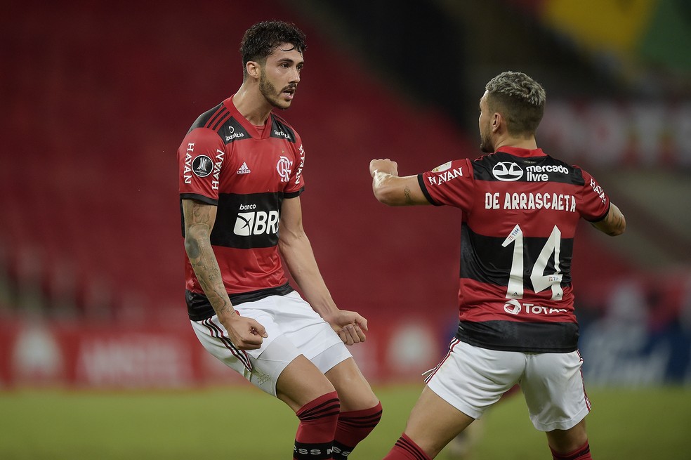 Gustavo Henrique comemora gol em Flamengo x LDU — Foto: Staff Images/Conmebol