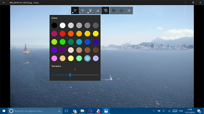 Fotos do Windows 10 traz diversas opções de cores e tamanho para desenho (Foto: Reprodução/Elson de Souza)